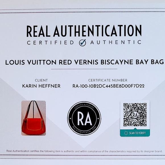 LOUIS VUITTON RED MONOGRAM VERNIS BISCAYNE BAY BAG - Picture 16 of 16